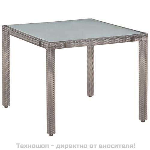 Градински комплект с възглавници, 5 части, полиратан, сив