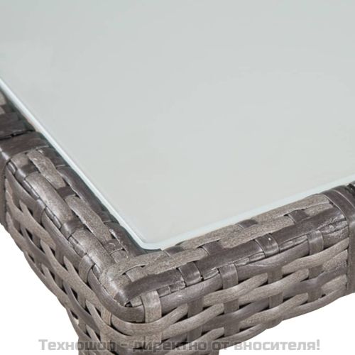 Градински комплект с възглавници, 5 части, полиратан, сив