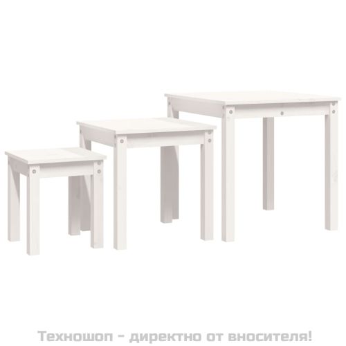 Стифиращи маси, 3 бр, бели, бор масив