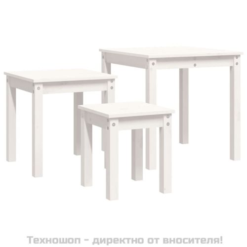 Стифиращи маси, 3 бр, бели, бор масив