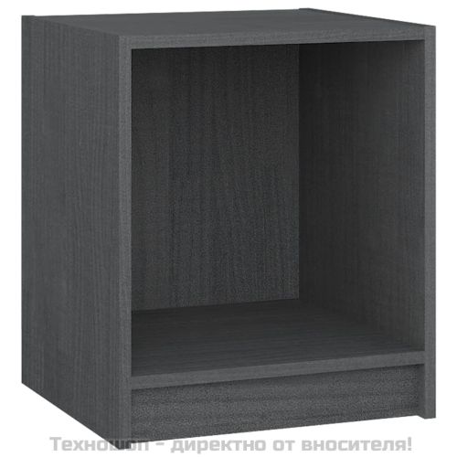 Нощни шкафчета, 2 бр, сиви, 35,5x33,5x41,5 см, бор масив