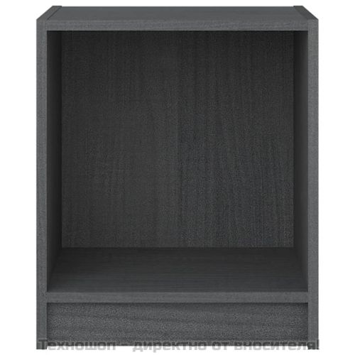 Нощни шкафчета, 2 бр, сиви, 35,5x33,5x41,5 см, бор масив