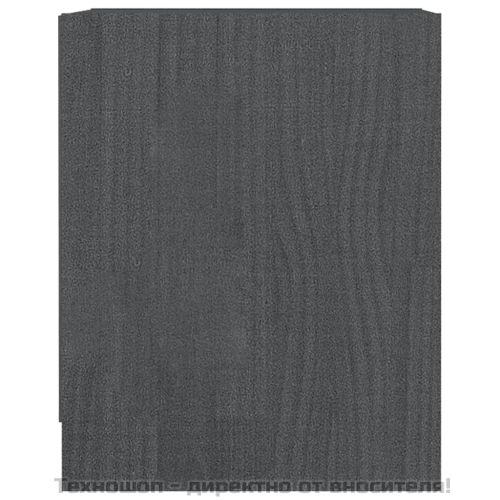 Нощни шкафчета, 2 бр, сиви, 35,5x33,5x41,5 см, бор масив