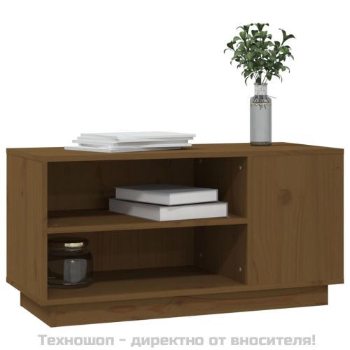 ТВ шкаф, меденокафяв, 80x35x40,5 см, бор масив