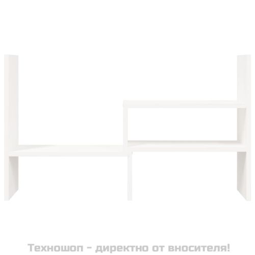 Поставка за монитор, бяла, (39-72)x17x43 см, бор масив