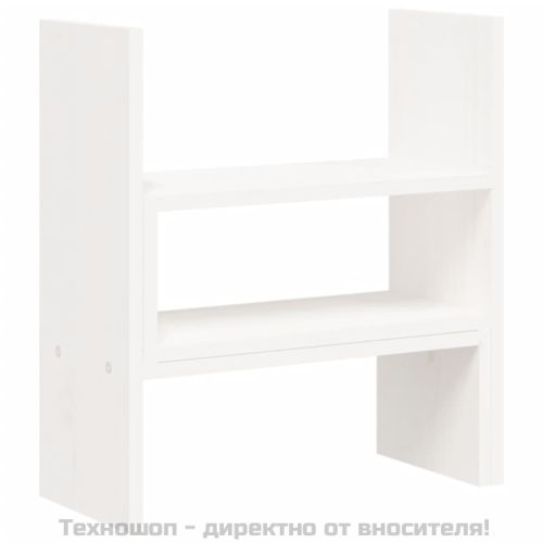 Поставка за монитор, бяла, (39-72)x17x43 см, бор масив