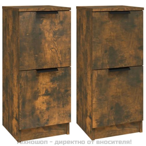 Сайдборди, 2 бр, опушен дъб, 30x30x70 см, инженерно дърво