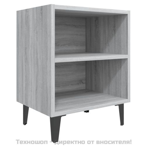 Нощно шкафче с метални крака, сив сонома, 40x30x50 см