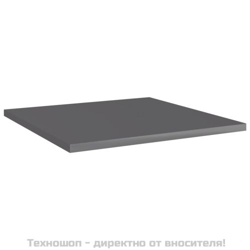 Рафтове, 8 бр, сив гланц, 40x40x1,5 см, инженерно дърво