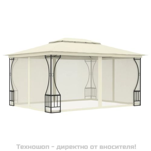 Градинска шатра с мрежи, 300x400x265 см, кремава