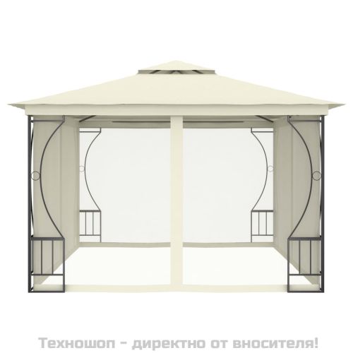 Градинска шатра с мрежи, 300x400x265 см, кремава