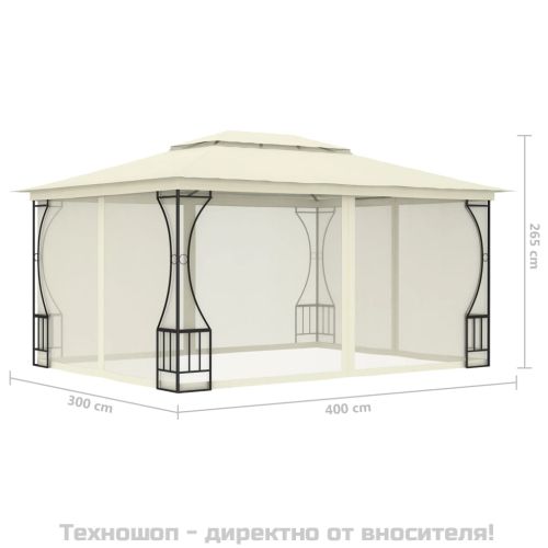 Градинска шатра с мрежи, 300x400x265 см, кремава