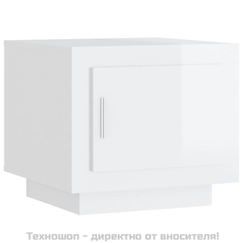 Кафе маса, бял гланц, 51x50x45 см, инженерно дърво