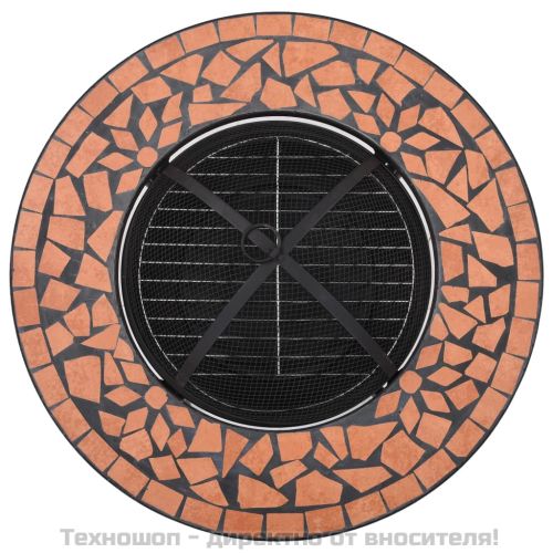 Мозаечна маса с огнище, теракота, 68 см, керамика