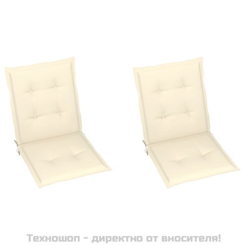 Възглавници за столове 2 бр кремави 100x50x3 см Оксфорд плат