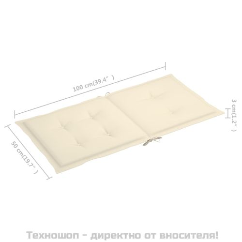 Възглавници за столове 2 бр кремави 100x50x3 см Оксфорд плат