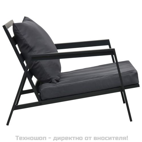 Градински комплект с възглавници, 5 части, алуминий, тъмносив