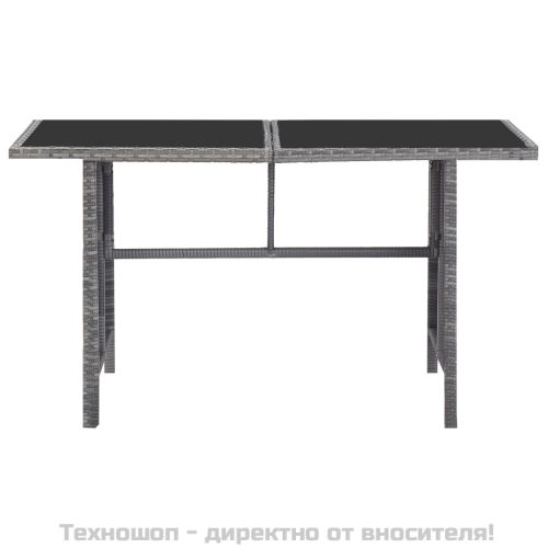 Градински комплект с възглавници, 5 части, полиратан, сив