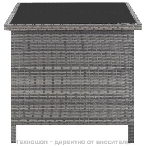 Градински комплект с възглавници, 5 части, полиратан, сив