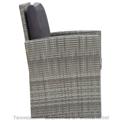Градински комплект с възглавници, 5 части, полиратан, сив
