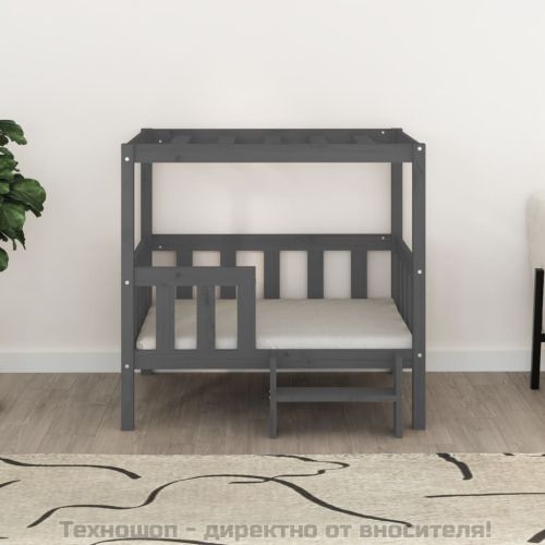 Кучешко легло, Сиво, 95,5x73,5x90 см, борова дървесина масив