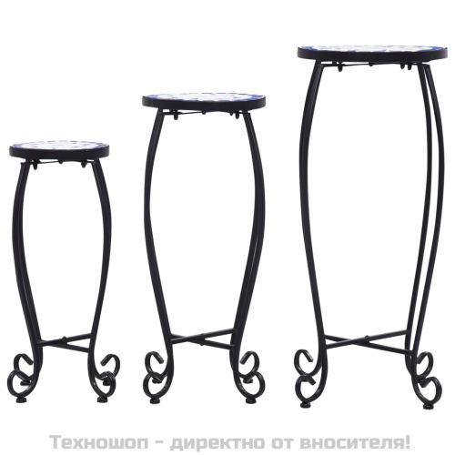 Мозаечни маси, 3 бр, синьо-бели, керамика