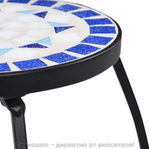 Мозаечни маси, 3 бр, синьо-бели, керамика