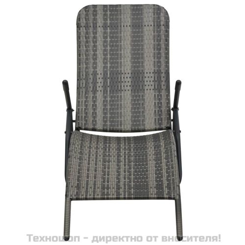 Сгъваем шезлонг, полиратан, сив