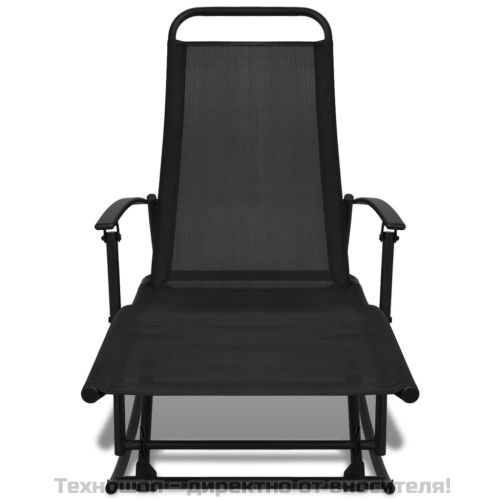 Градински люлеещ се стол, стомана и textilene, черен