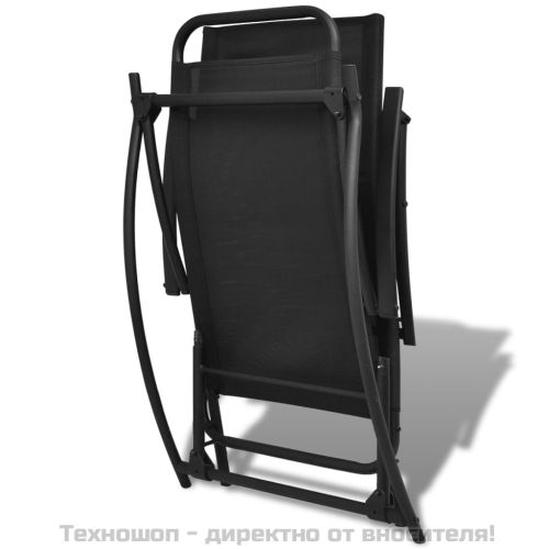 Градински люлеещ се стол, стомана и textilene, черен