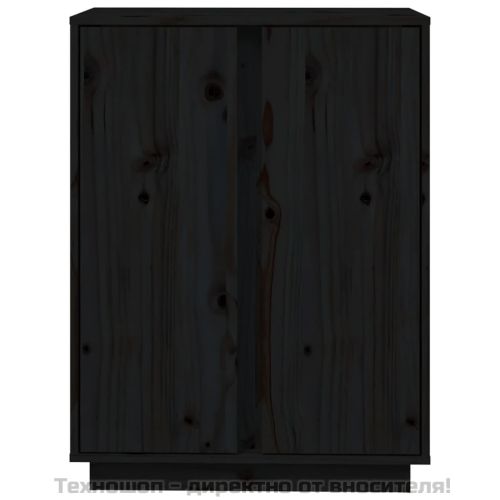 Сайдборд, черен, 60x35x80 см, бор масив