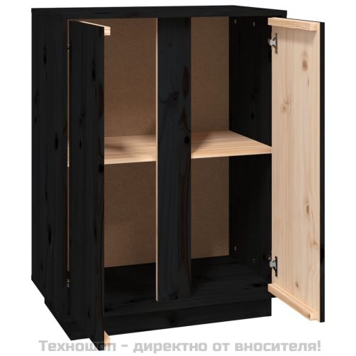 Сайдборд, черен, 60x35x80 см, бор масив