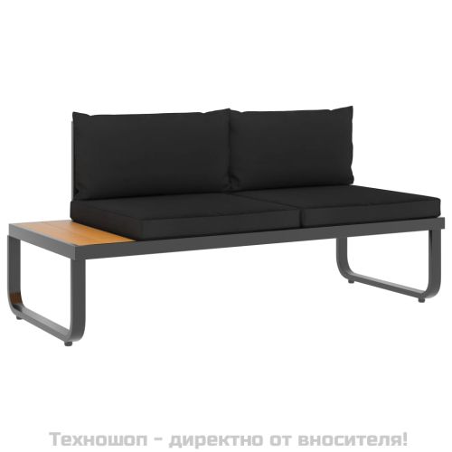 Градински ъглов комплект с възглавници, 5 части, алуминий и WPC