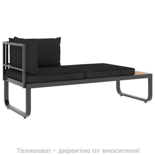 Градински ъглов комплект с възглавници, 5 части, алуминий и WPC