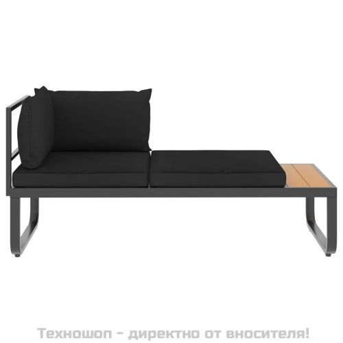 Градински ъглов комплект с възглавници, 5 части, алуминий и WPC