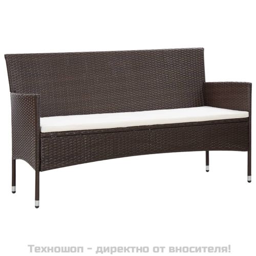 Градински комплект с възглавници, 5 части, кафяв полиратан