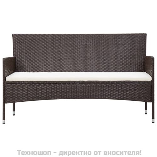 Градински комплект с възглавници, 5 части, кафяв полиратан