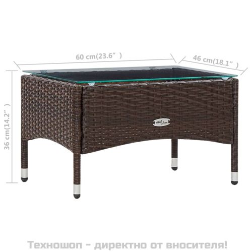 Градински комплект с възглавници, 5 части, кафяв полиратан