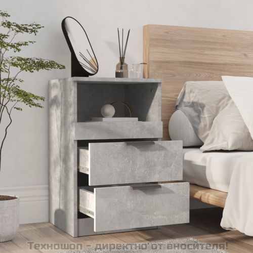 Нощни шкафче, бетонно сиво, инженерна дървесина