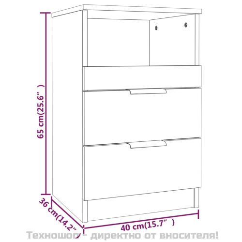 Нощни шкафче, бетонно сиво, инженерна дървесина