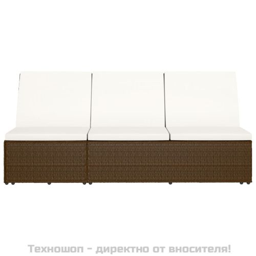 Трансформиращ се шезлонг с шалте, полиратан, кафяв