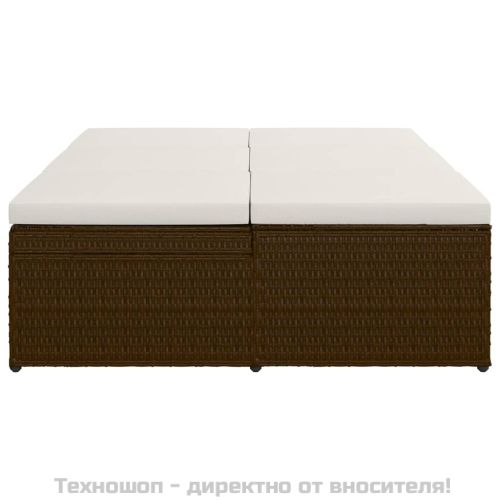 Трансформиращ се шезлонг с шалте, полиратан, кафяв