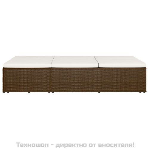 Трансформиращ се шезлонг с шалте, полиратан, кафяв