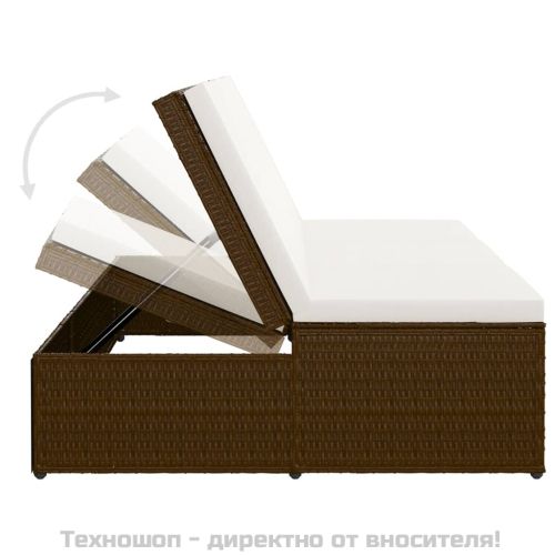 Трансформиращ се шезлонг с шалте, полиратан, кафяв