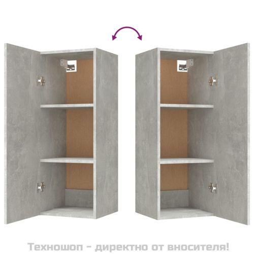 Стенен шкаф, бетонно сив, 35x34x90 см, инженерно дърво
