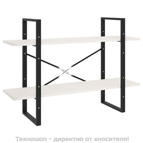 2-етажна библиотека, бяла, 100x30x70 см, борово дърво масив