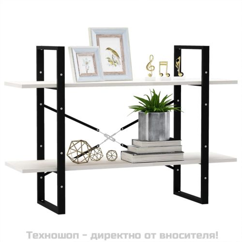 2-етажна библиотека, бяла, 100x30x70 см, борово дърво масив