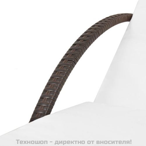 Шезлонг с шалте и маса, кафяв полиратан