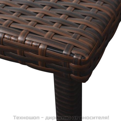 Шезлонг с шалте и маса, кафяв полиратан