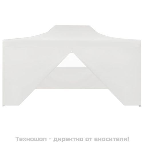 Сгъваема парти шатра с 4 странични стени 280x410x315 см стомана бяла
